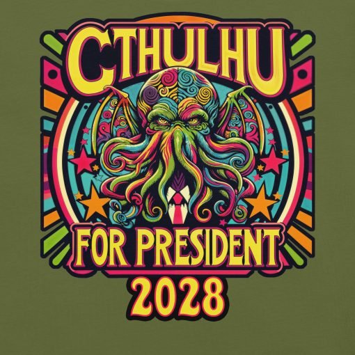 Psychedelic Cthulhu for President 2028 Tee - Image 2
