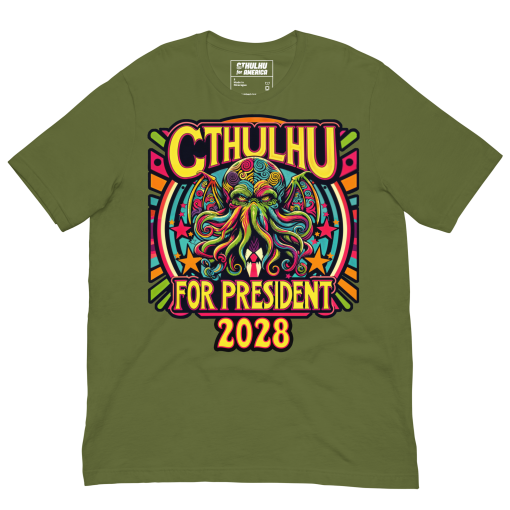 Psychedelic Cthulhu for President 2028 Tee - Image 5